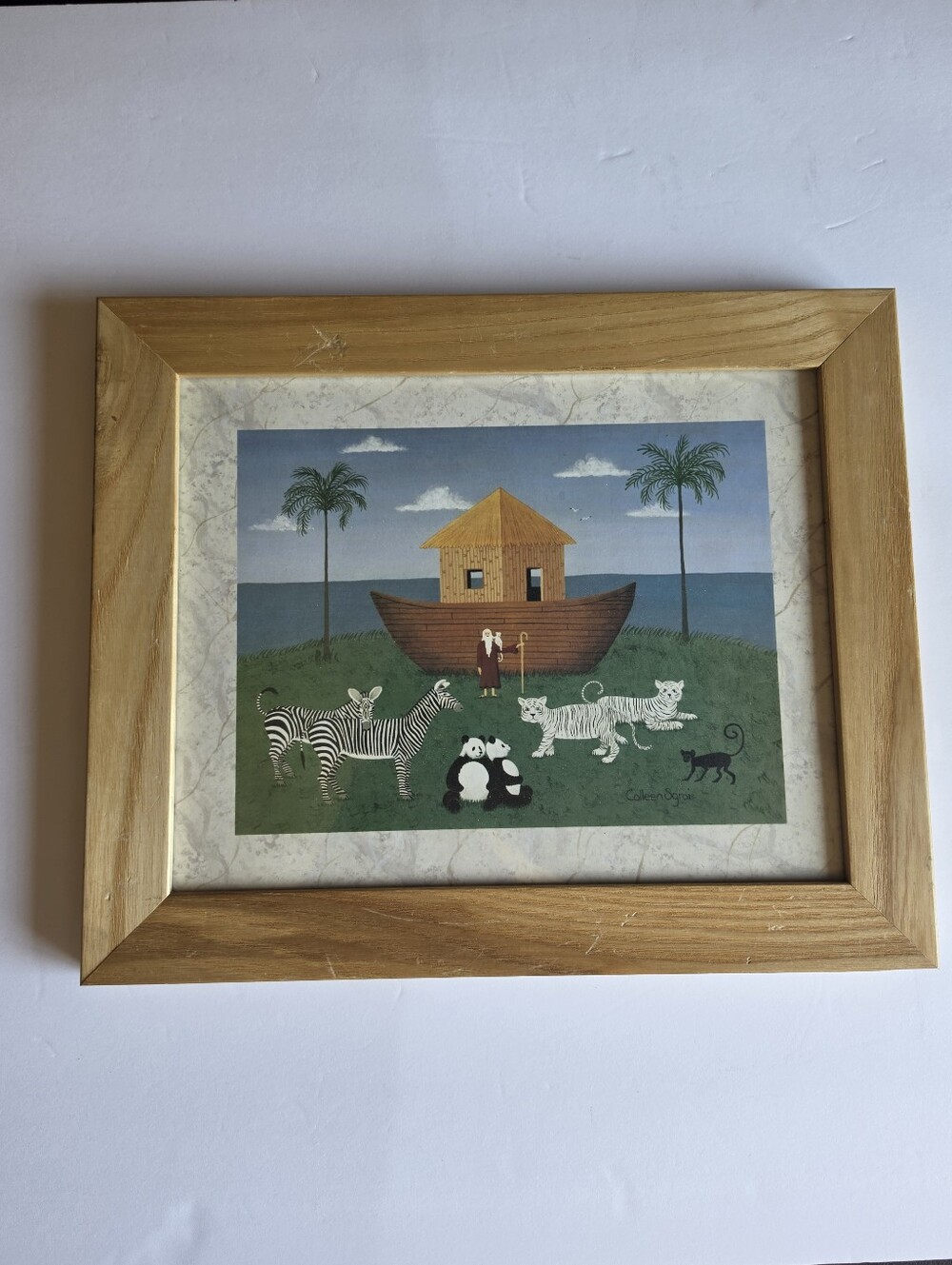 Noah Bamboo Ark Animals Cusom Framed Art Print by Colleen Sgroi 12" x 10"